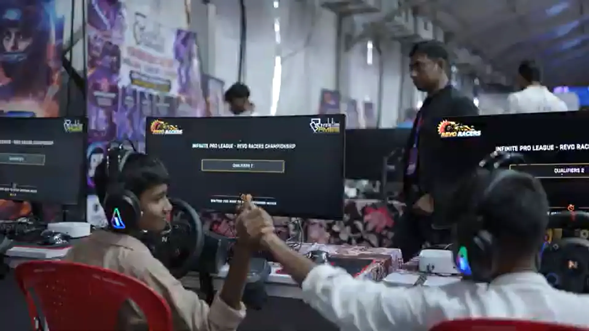 Students participating in gaming competition at Infinite Pro League event