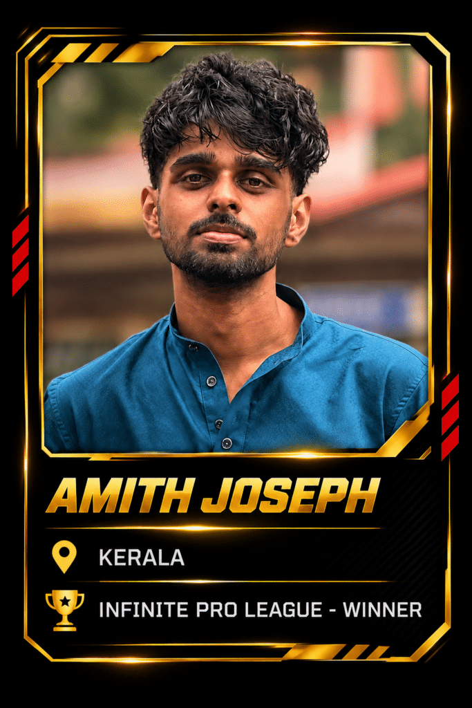 Revo Racers brand ambassador Amith Joseph from Kerala, winner of the Infinite Pro League