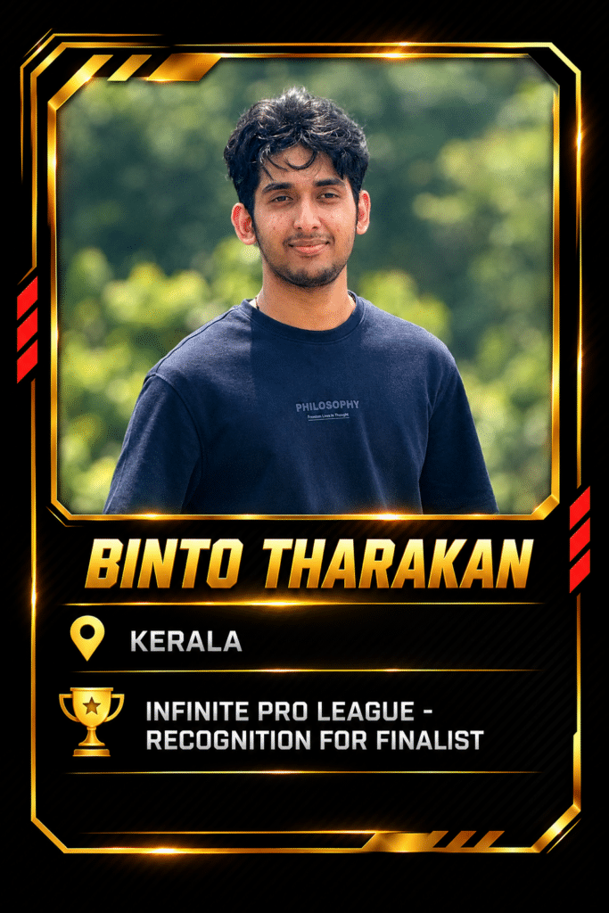 Revo Racers brand ambassador Binto Tharakan from Kerala, recognized for achievements in competitive racing and esports tournaments