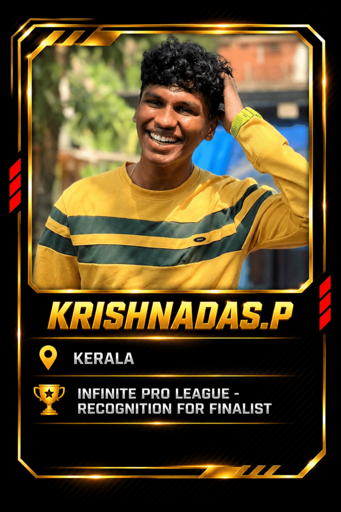 Revo Racers brand ambassador Krishnadas P. from Kerala, recognized as a finalist in the Infinite Pro League