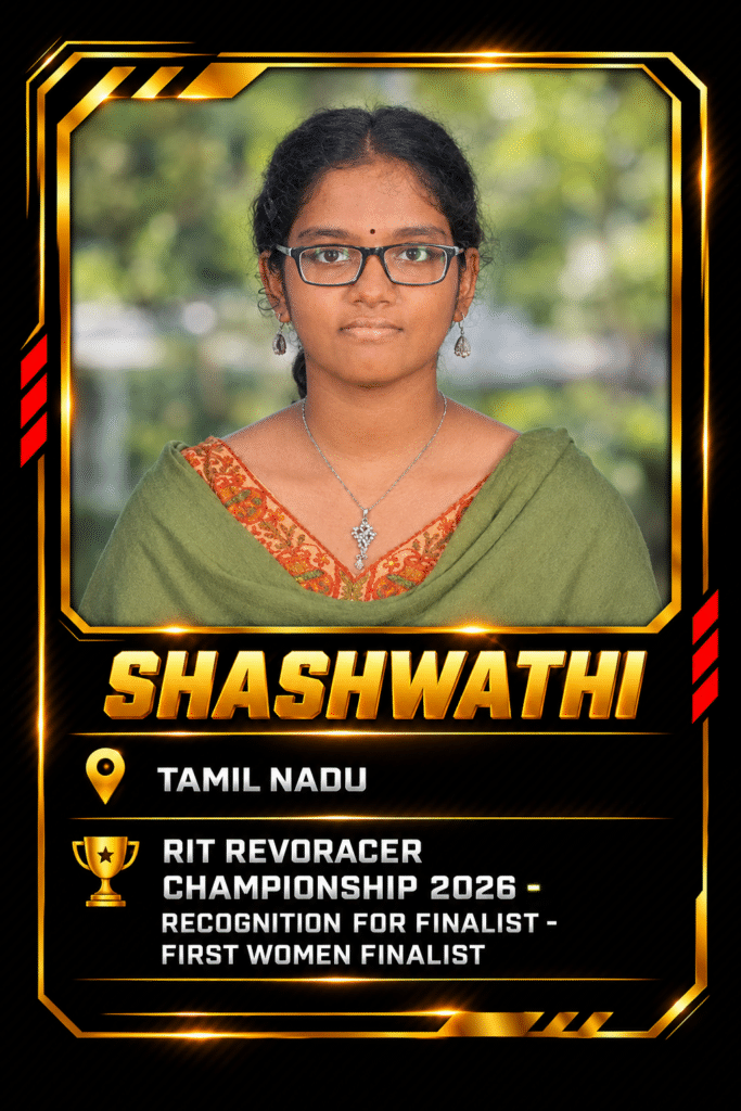 Revo Racers brand ambassador Shashwathi from Tamil Nadu, first women finalist in the RIT RevoRacer Championship 2026
