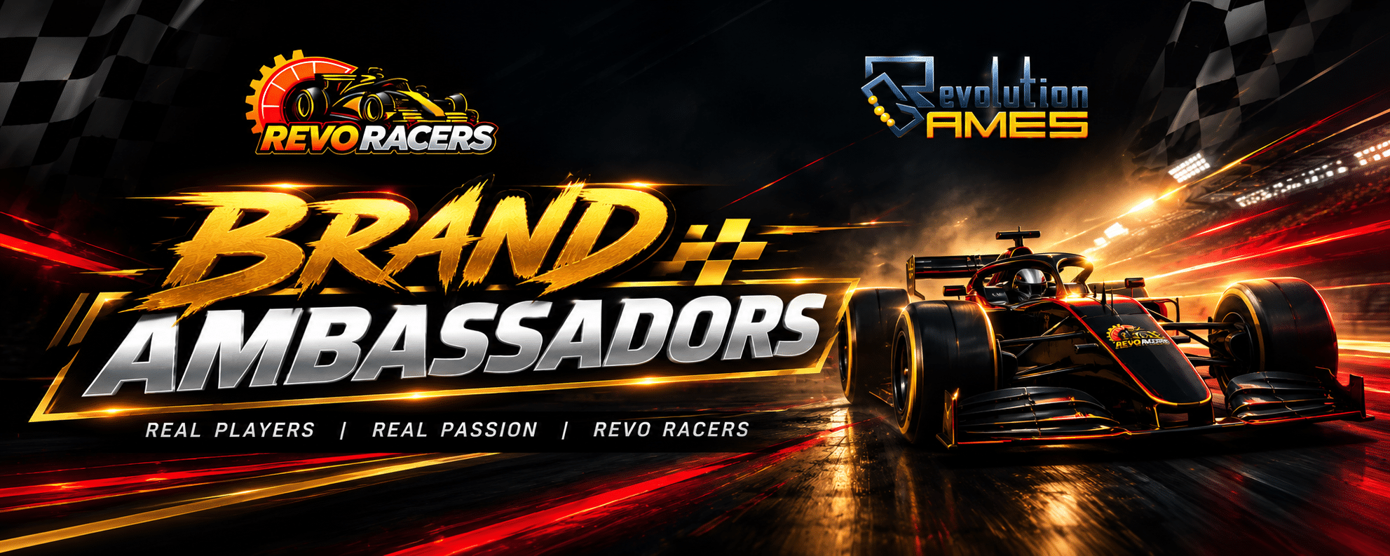 Revo Racers Brand Ambassadors showcasing racing community members and esports achievements