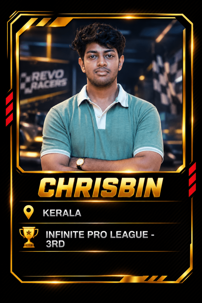 Revo Racers brand ambassador Chrisbin from Kerala, third-place finisher in the Infinite Pro League